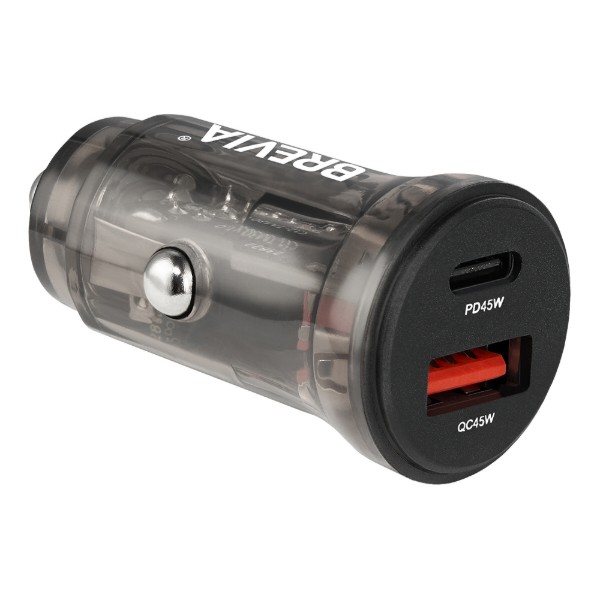 Фото - Автомобильное зарядное устройство Brevia ePower DualCharge 45W 1xUSB-C+1xUSB-A, Transparent Black (46145CAB)