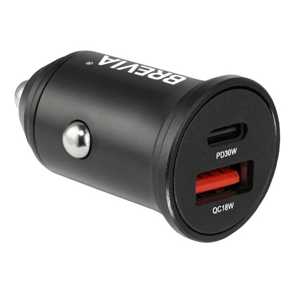 Фото - Автомобильное зарядное устройство Brevia ePower DualMetal 48W 1xUSB-C+1xUSB-A, Black (46248CAB)