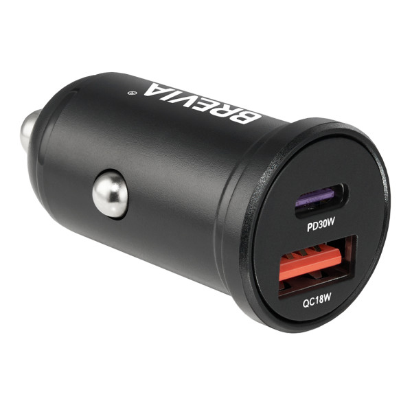 Фото - Автомобільний зарядний пристрій Brevia ePower DualCharge 48W 1xUSB-C+1xUSB-A, Black (46348CAB)
