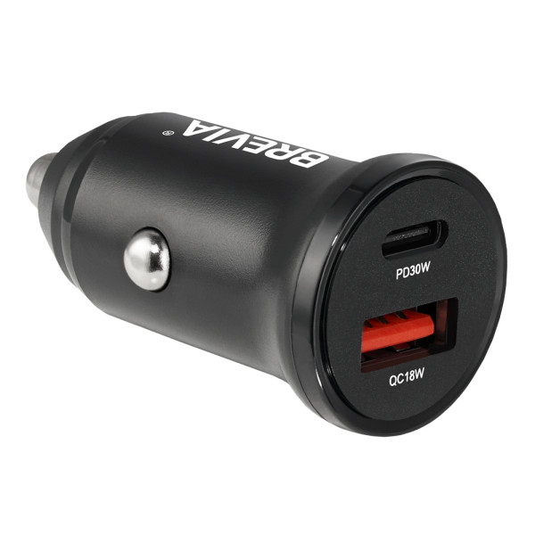 Фото - Автомобільний зарядний пристрій Brevia ePower DualCharge 30W 1xUSB-C+1xUSB-A, Black (46430CAB)