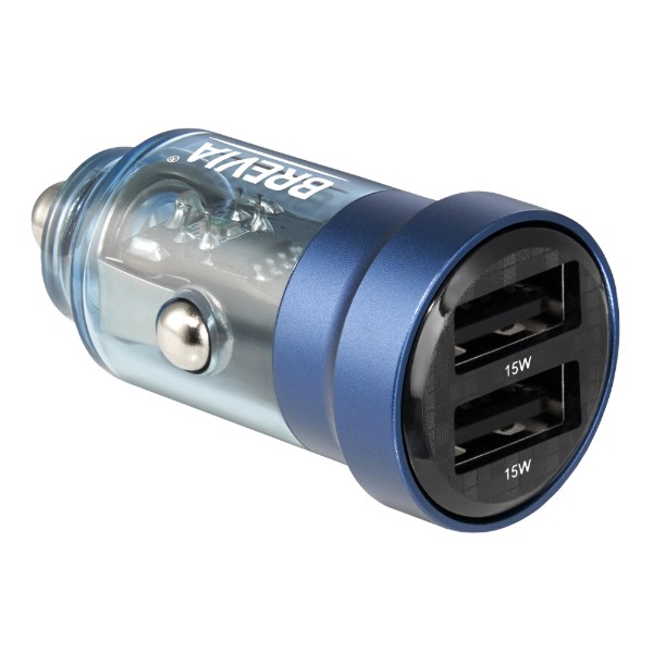 Фото - Автомобільний зарядний пристрій Brevia ePower DualDrive 15W 2xUSB-A, Transparent Blue (46515DUBL)