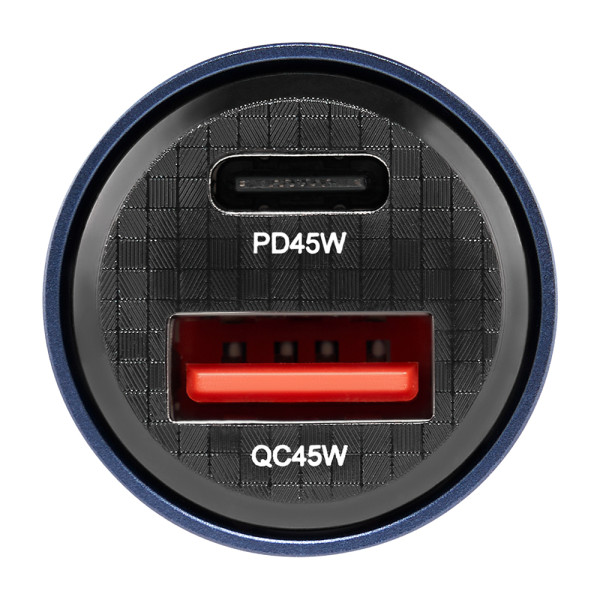 Фото - Автомобильное зарядное устройство Brevia ePower DualCharge 45W 1xUSB-C+1xUSB-A, Transparent Blue (46545CABL)