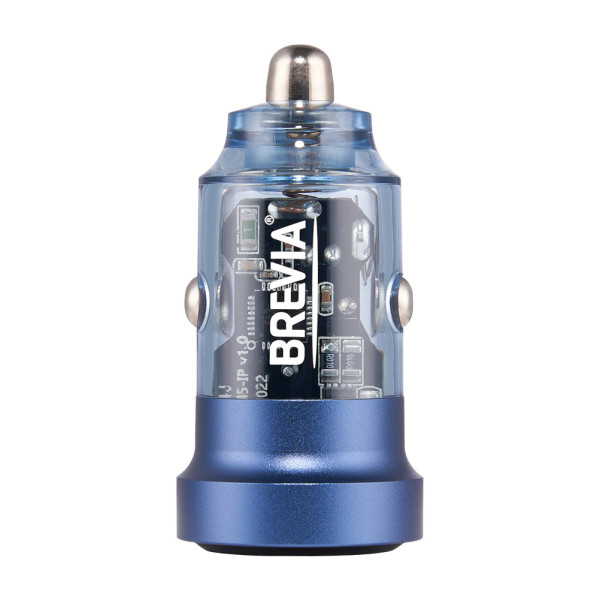 Фото - Автомобильное зарядное устройство Brevia ePower DualCharge 45W 1xUSB-C+1xUSB-A, Transparent Blue (46545CABL)