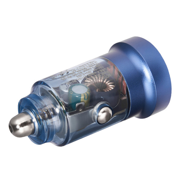 Фото - Автомобильное зарядное устройство Brevia ePower DualCharge 45W 1xUSB-C+1xUSB-A, Transparent Blue (46545CABL)