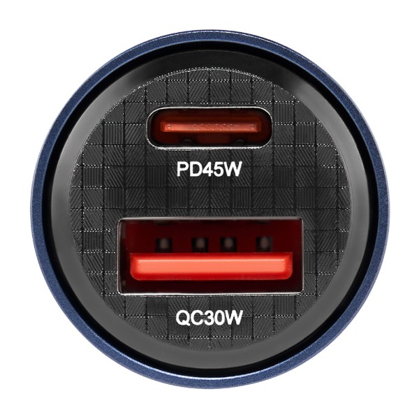 Фото - Автомобильное зарядное устройство Brevia ePower DualCharge 75W 1xUSB-C+1xUSB-A, Transparent Blue (46575CABL)