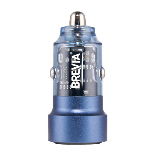 Фото - Автомобильное зарядное устройство Brevia ePower DualCharge 75W 1xUSB-C+1xUSB-A, Transparent Blue (46575CABL)