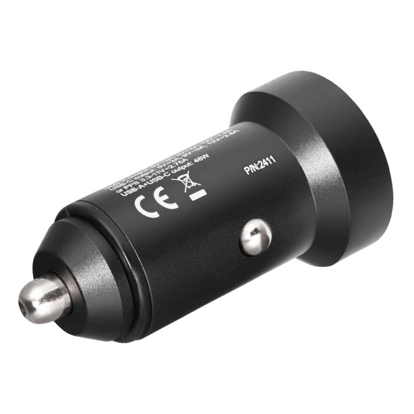 Фото - Автомобільний зарядний пристрій Brevia ePower DualMetal Display 48W 1xUSB-C+1xUSB-A, metal, Black (46648CADB)