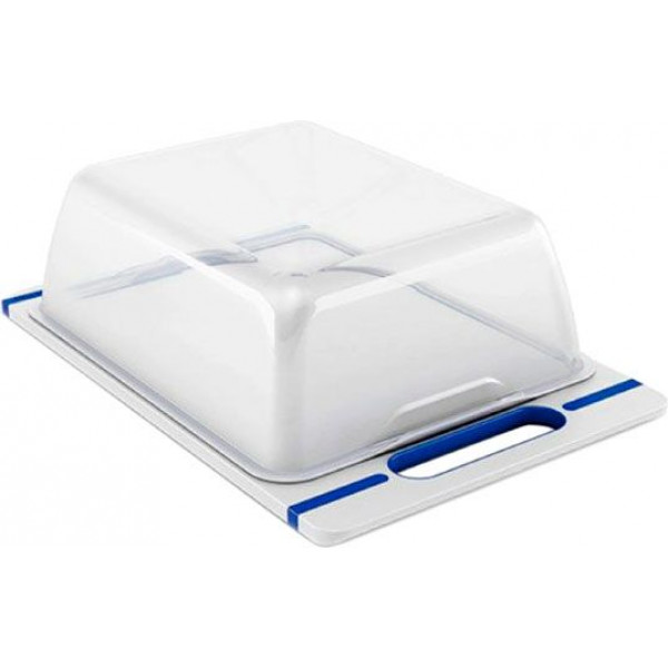 Фото - Дошка обробна Stefanplast з кришкою Italian Chef Top Line 34x22 білий/синій (51613)
