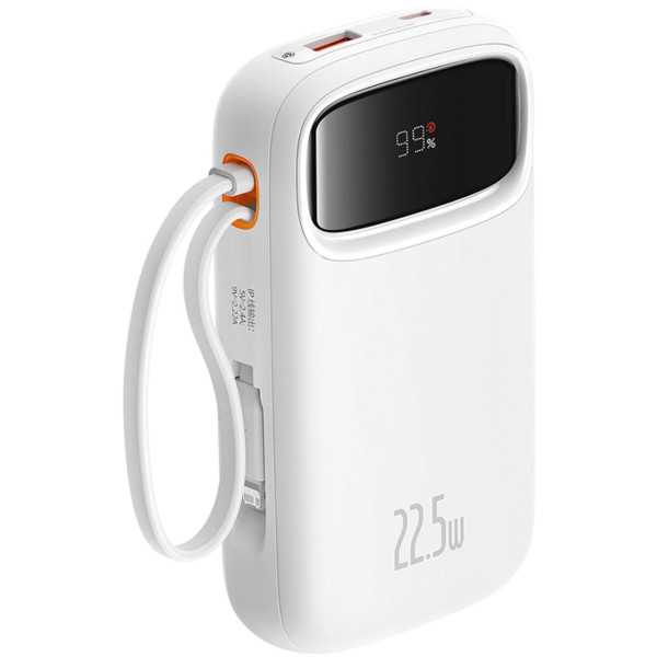 Фото - Батарея мобільна Baseus 20000mAh Qpow2 22.5W PD,QC3.0 USB-A, USB-C In/Out, with built-in USB-C/Lightning cable (P10055002223-00)