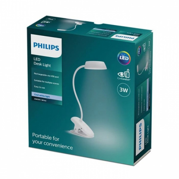 Фото - Настільна лампа Philips Donutclip 3Вт 4000K 1200мАг USB-A (929003179707)