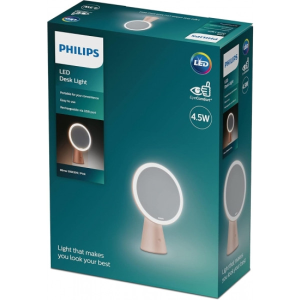 Фото - Косметичне дзеркало Philips Mirror 4.5w 5000/4000/3000K USB рожевий (929003194907)