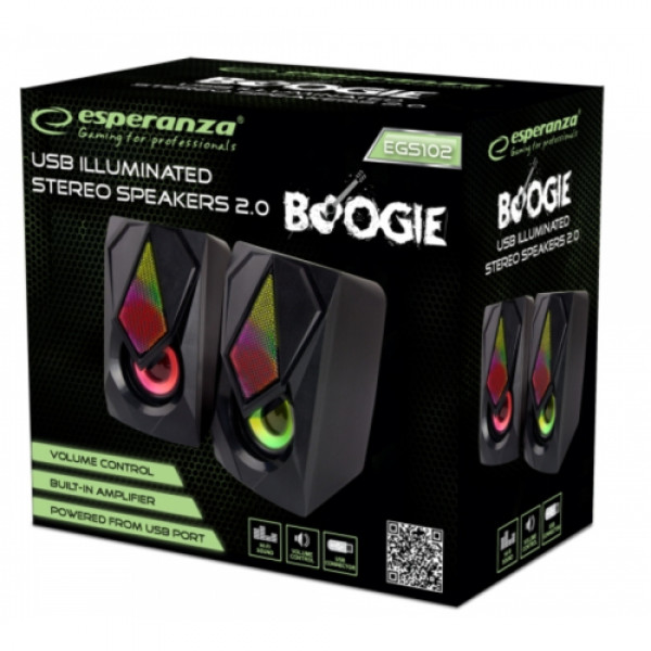 Фото - Комп'ютерна акустика компактна 2.0 Esperanza Led Rainbow Boogie (EGS102) Boogie
