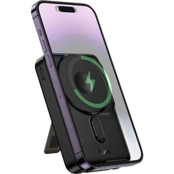 Фото - Батарея мобильная HOCO Q48 Core PD20W Magnetic з каб. Type-C + Lightning и подставкой 10000 mAh Black (715108)