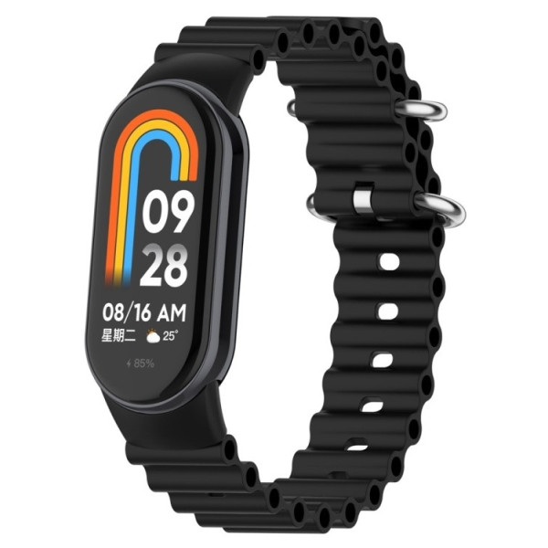 Фото - Ремінець для фітнес-браслету BeCover Wave Style for Xiaomi Mi Smart Band 8 / 9 / 10 Black (714348)