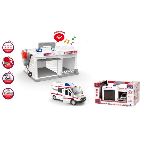 Фото - Игровой набор CHENGMEI TOYS гараж с металлической машинкой скорая помощь (свет, звук) (CLM-557)