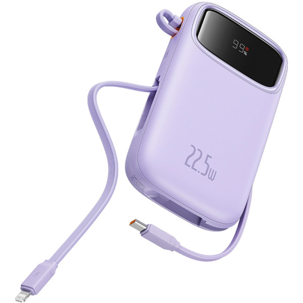 Фото - Батарея мобільна Baseus 20000mAh Qpow2 22.5W PD,QC3.0 USB-A, USB-C In/Out, with built-in USB-C/Lightning cable (P10055002513-00)