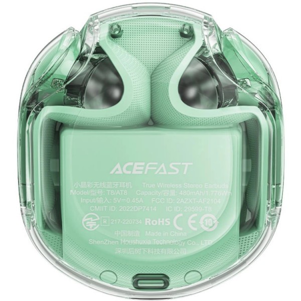 Фото - Наушники вкладыши беспроводные TWS AceFast T8 mint green (6974316282259)