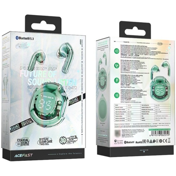 Фото - Наушники вкладыши беспроводные TWS AceFast T8 mint green (6974316282259)