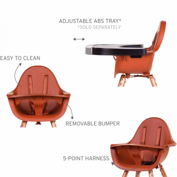 Фото - Стільчик для годування класичний Childhome Evolu 2 Natural/Rust (CHEVOCHRU)