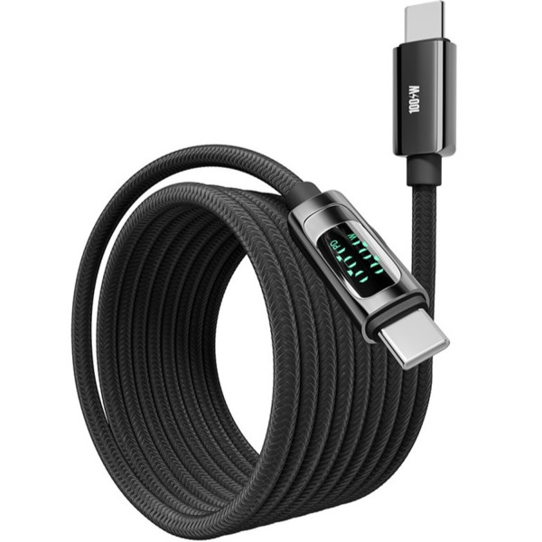 Фото - Кабель синхронизации данных YOKI DISPLAY Type-C to Type-C 100W 2m Black (YK-DI88)