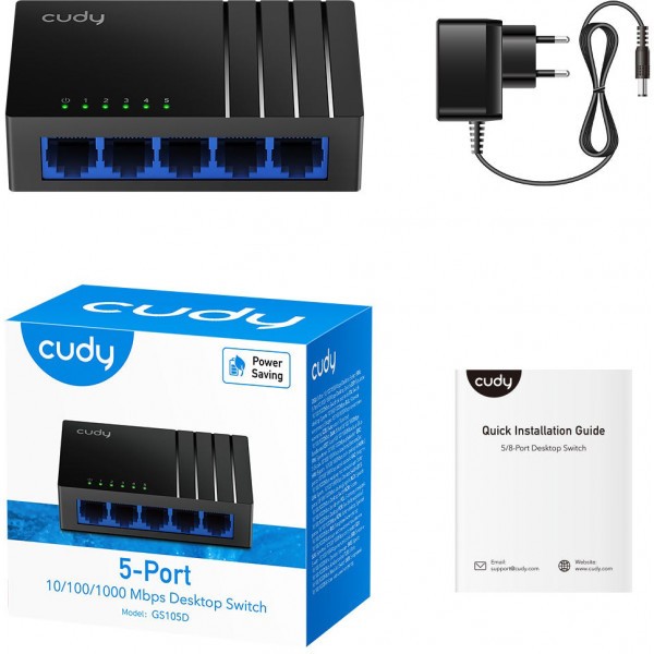 Фото - Коммутатор локальної мережі (Switch) Cudy GS105D