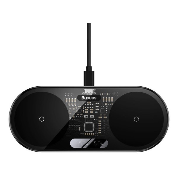 Фото - Бездротовий зарядний пристрій Baseus 20W Digital LED Display (WXSX010101)