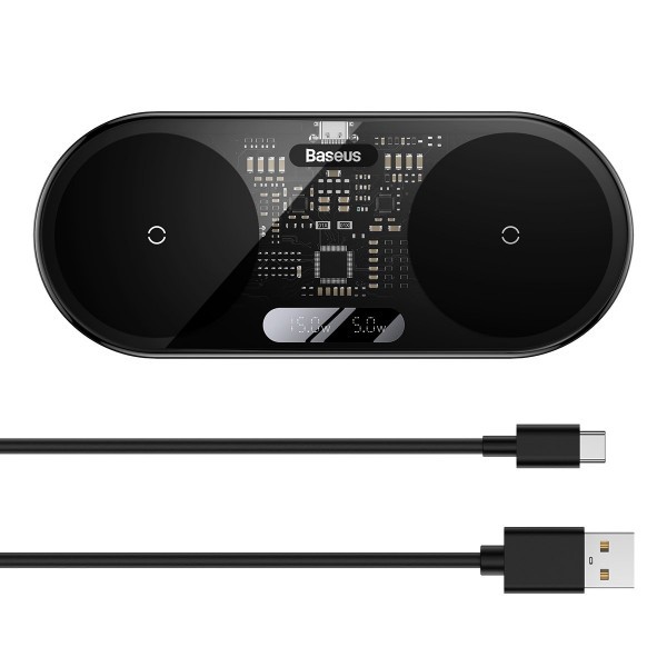 Фото - Бездротовий зарядний пристрій Baseus 20W Digital LED Display (WXSX010101)