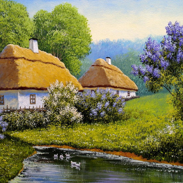 Фото - Алмазная живопись Santi  Весенняя деревня 40х40 см (954320)