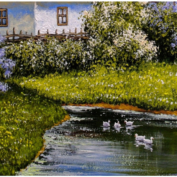 Фото - Алмазная живопись Santi  Весенняя деревня 40х40 см (954320)