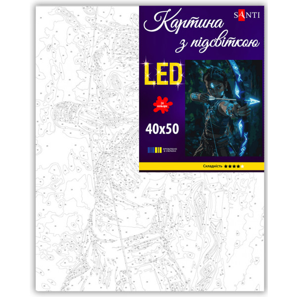 Фото - Картина по номерам Santi Шипы и розы. Мистическая лучница 40х50 см LED подсветка (956665)