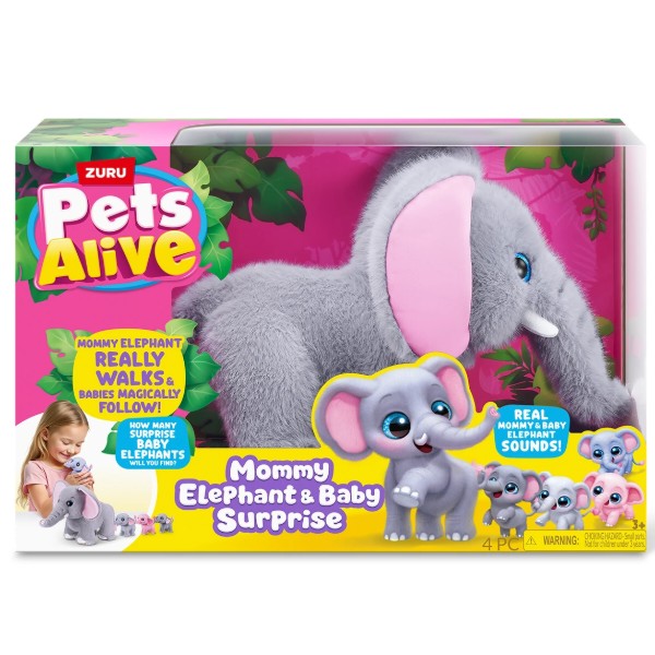 Фото - Интерактивный набор Pets & Robo Alive серии Mama & Baby Surprise S1 – МАМА СЛОНИХА С СЮРПРИЗОМ (9570)