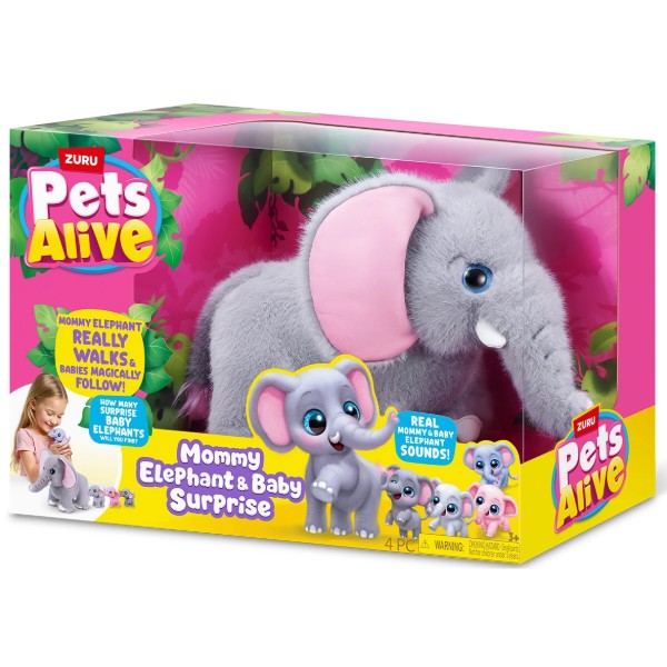 Фото - Интерактивный набор Pets & Robo Alive серии Mama & Baby Surprise S1 – МАМА СЛОНИХА С СЮРПРИЗОМ (9570)