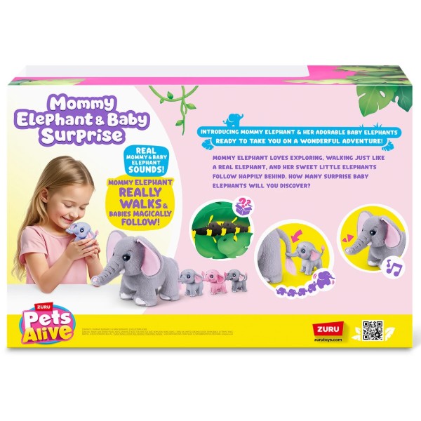 Фото - Интерактивный набор Pets & Robo Alive серии Mama & Baby Surprise S1 – МАМА СЛОНИХА С СЮРПРИЗОМ (9570)