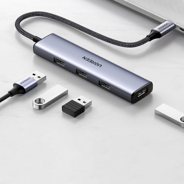 Фото - Хаб USB UGREEN CM473 4-port 1м USB 2.0 Gray (20841)