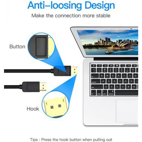 Фото - Кабель Vention DisplayPort-DisplayPort 1 m v1.2 Black (HACBF)