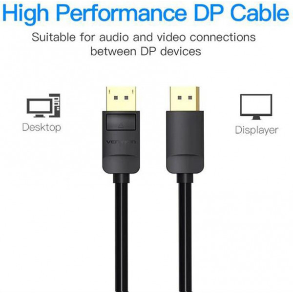 Фото - Кабель Vention DisplayPort-DisplayPort 1 m v1.2 Black (HACBF)