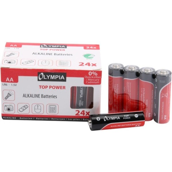 Фото - Батарейка тип AA Olympia AA/LR06, 1.5V, Лужная, Alkaline BOX 24 шт. (40179)