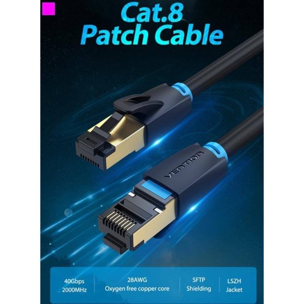 Фото - Кабель патч-корд Vention CAT 8 SFTP Ethernet, 2 m Black (IKABH)