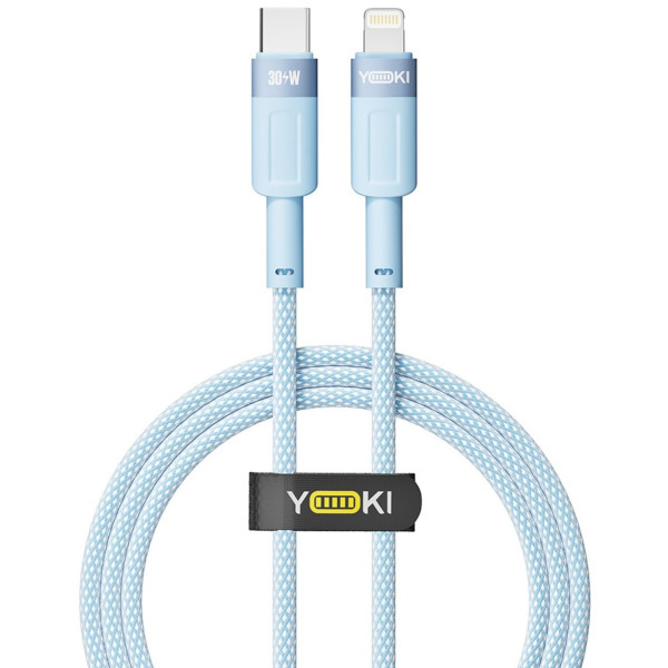 Фото - Кабель синхронизации данных YOKI STYLE Type-C to Lightning 30W 1.2m Blue (YK-ST41)