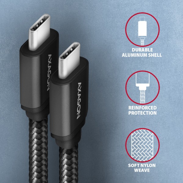 Фото - Кабель AXAGON USB-C-USB-C 3.2 Gen 1 1м Black (BUCM3-CM10AB)