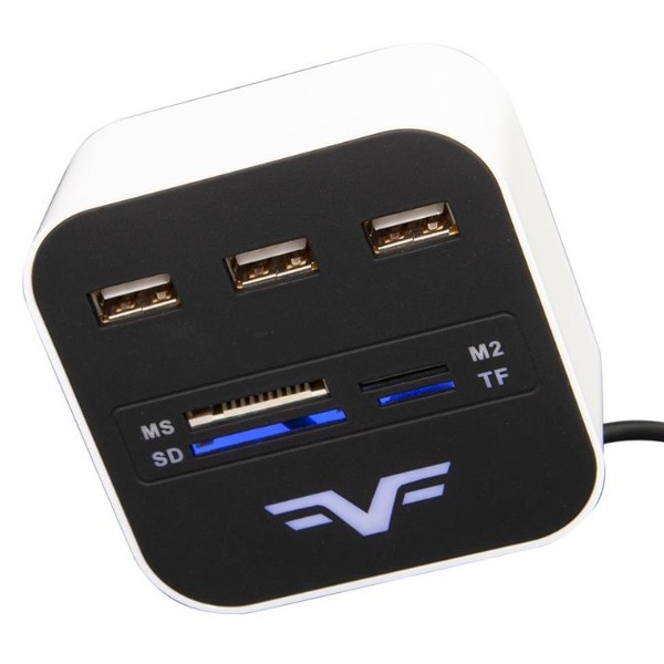 Фото - Хаб USB Frime 3хUSB 2.0 SD MS TF Black/White (FHC-AllinOne3p2W)