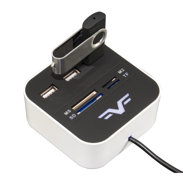 Фото - Хаб USB Frime 3хUSB 2.0 SD MS TF Black/White (FHC-AllinOne3p2W)
