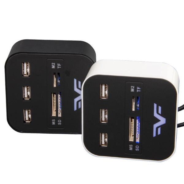 Фото - Хаб USB Frime 3хUSB 2.0 SD MS TF Black/White (FHC-AllinOne3p2W)