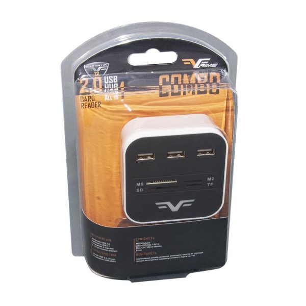 Фото - Хаб USB Frime 3хUSB 2.0 SD MS TF Black/White (FHC-AllinOne3p2W)