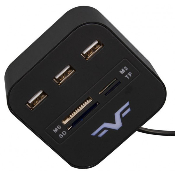 Фото - Хаб USB Frime 3хUSB 2.0 SD MS TF Black (FHC-AllinOne3p2B)