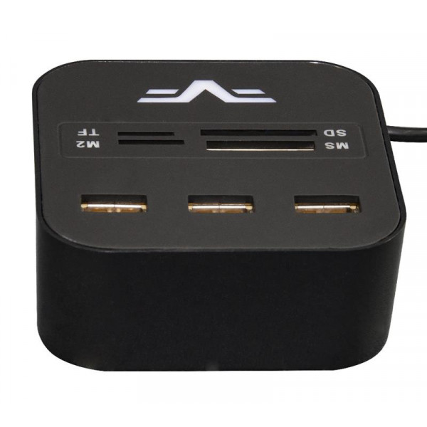 Фото - Хаб USB Frime 3хUSB 2.0 SD MS TF Black (FHC-AllinOne3p2B)