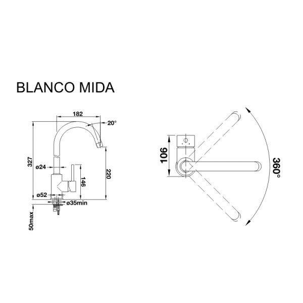 Фото - Кухонний змішувач Blanco 519418 Mida Білий