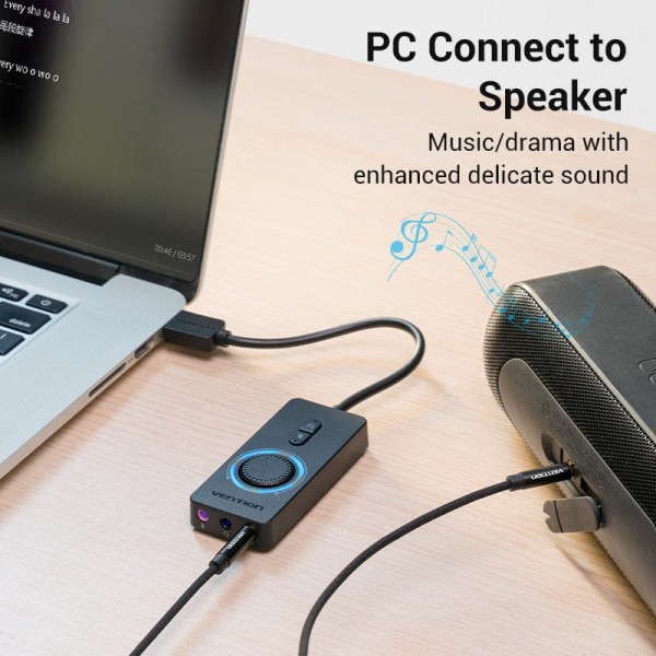 Фото - Звукова карта Vention Audio USB - 3х3,5 мм jack 0.15m Volume Control (CDRBB)