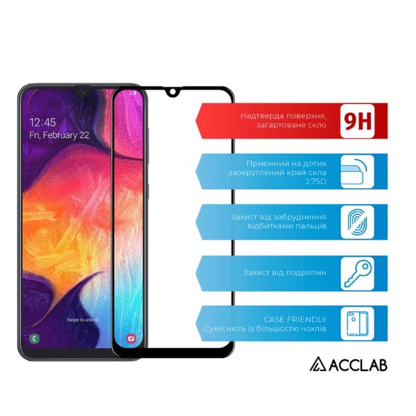 Фото - Захисне скло для смартфону ACCLAB Full Glue for Samsung Galaxy A50 SM-A505 Black (1283126508592)