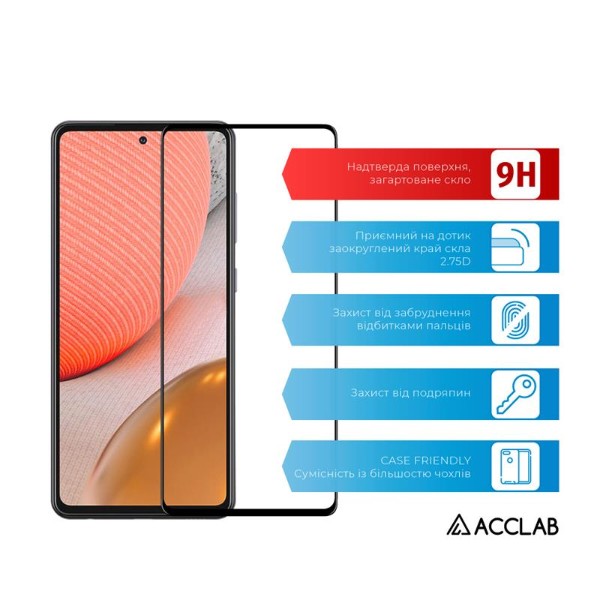 Фото - Защитное стекло для смартфона ACCLAB Full Glue for Samsung Galaxy A72 SM-A725 Black (1283126510557)